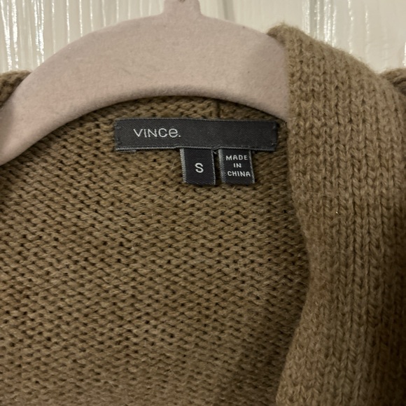 Vince camel brown wool cardigan with hood - Picture 6 of 8